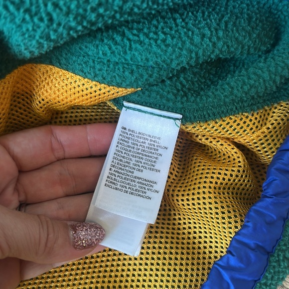 The North Face Jacket Mens medium green Full Zip Fleece Spellout color block - Picture 4 of 5